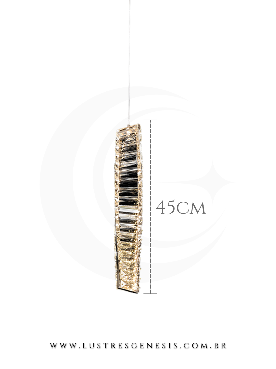 Luminaria de Teto Pendente Cristal LED DCD02807 Dourado Bivolt 45cm, Bancada Churrasqueira, Lavabo, Cabeceira de Cama